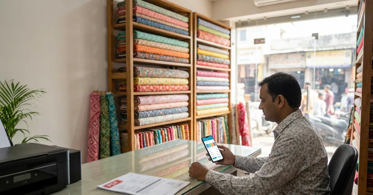 कपड़ा ट्रेडर्स के लिए डिजिटल ऑर्डर बुकिंग से डिस्पैच प्रोसेस तेज करें — illustration